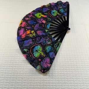 Rave Fan Bamboo Colorful Mushroom Patterned Hand Fan